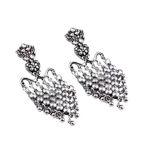 Stylish Silver Plated Statement Earrings for Women, 2 image