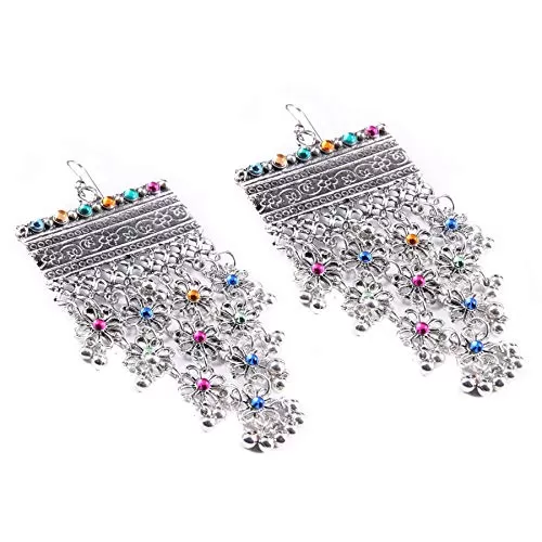 Stylish Silver Plated Statement Earrings for Women, 2 image