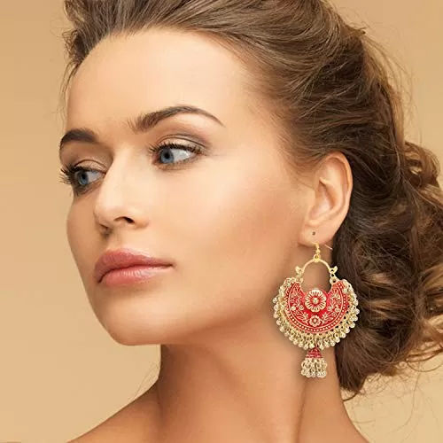 Stylish Golden Oxidised Navratri Collection Earrings with Maang Tikka for Women and Girls, 4 image
