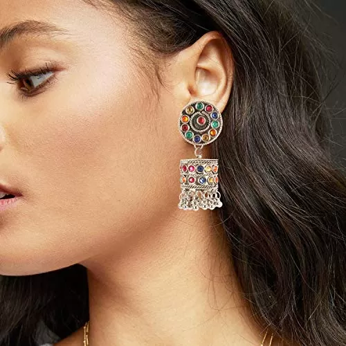 Stylish Antique Finish Oxidised Elegant Jhumki Earrings for Women and Girls, 2 image