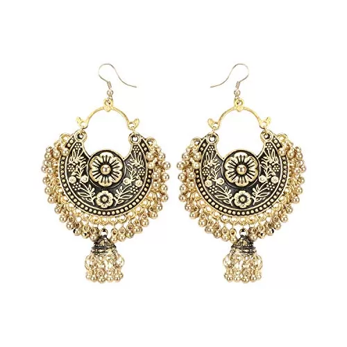 Stylish Golden Oxidised Navratri Collection Earrings with Maang Tikka for Women and Girls, 2 image