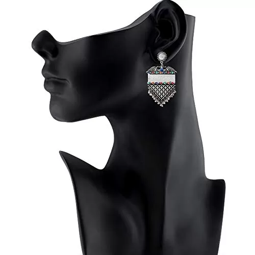 Beads Base Metal Earrings for Women & Girls Silver, 3 image