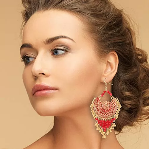 Stylish Navratri/Durga Puja Collection Beads Oxidized Golden Earrings for Women and Girls, 2 image