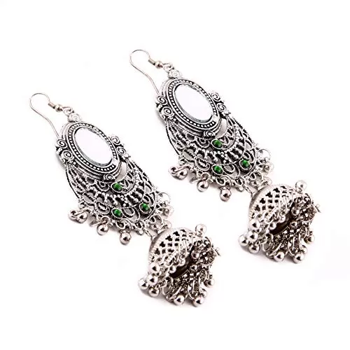 Fashion Stylish Oxidised Afghani Tribal Fancy Party Wear Earrings for Girls and Women (Silver), 2 image