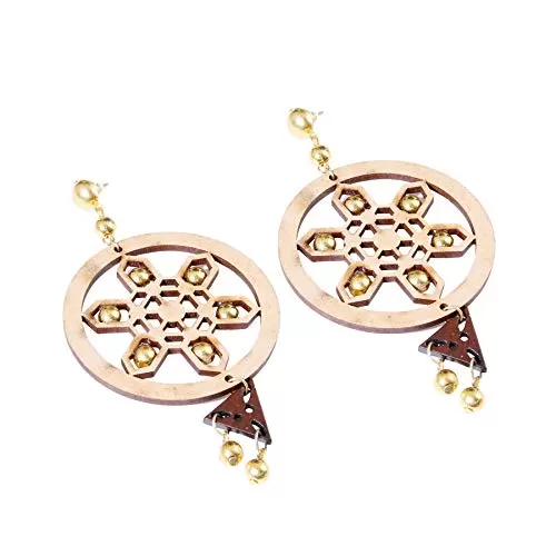 Stylish Light Weight Wooden Fashion Earrings for Women, 2 image