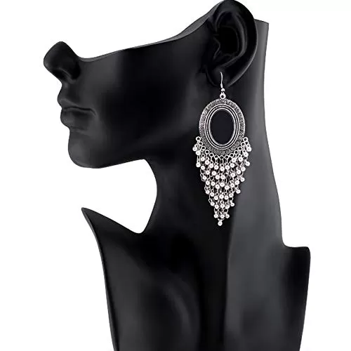 Stylish Mirror Afghani Style Silver Earrings for Girls, 3 image