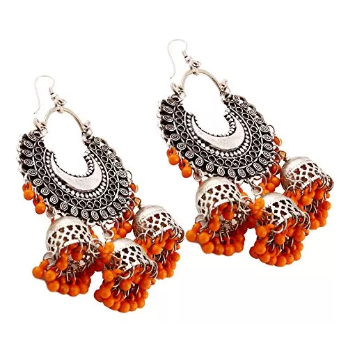 Fashion Stylish Oxidised Afghani Tribal Fancy Party Wear Earrings for Girls and Women (Silver), 3 image