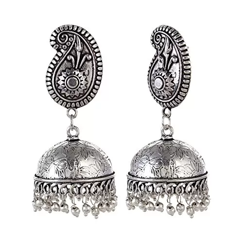 Stylish High Quality Silver Jhumki Earrings for Women and Girls, 2 image