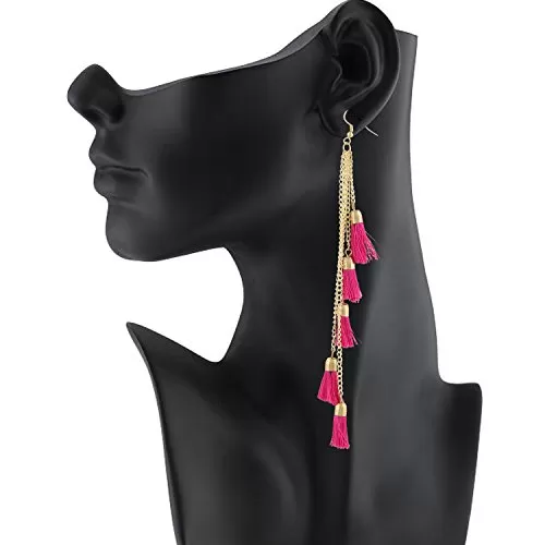 Fashion Lightweight Hook Dangler Hanging Pink Tassels Earrings for Women, 3 image