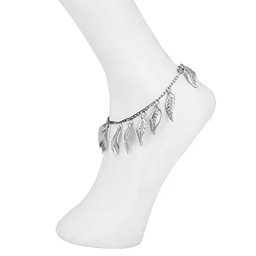 Designer Leaf Oxidized Silver Anklet for Girls and Women - 1 Piece, 2 image