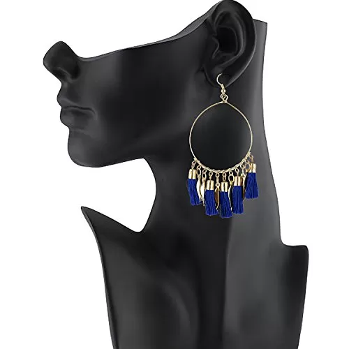 Designer Light Weight Blue Bali Style Tassel Earrings for Girls and Women, 2 image
