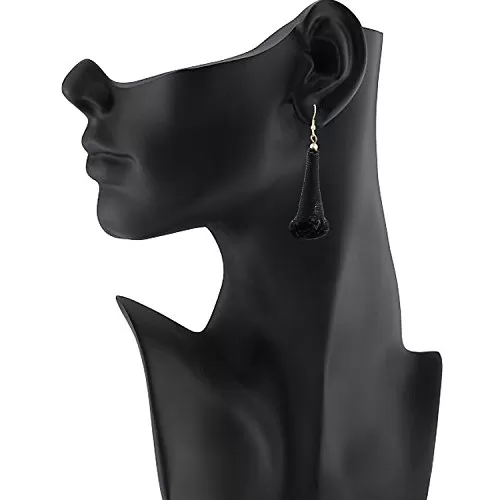 Designer Black Thread Earrings for Women and Girls, 2 image
