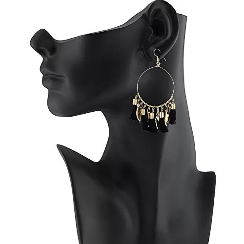Designer Light Weight Black Bali Style Tassel Earrings for Girls and Women, 2 image