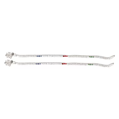 Beads Studded Silver Anklet/payal for Women/Girls (Silver), 2 image