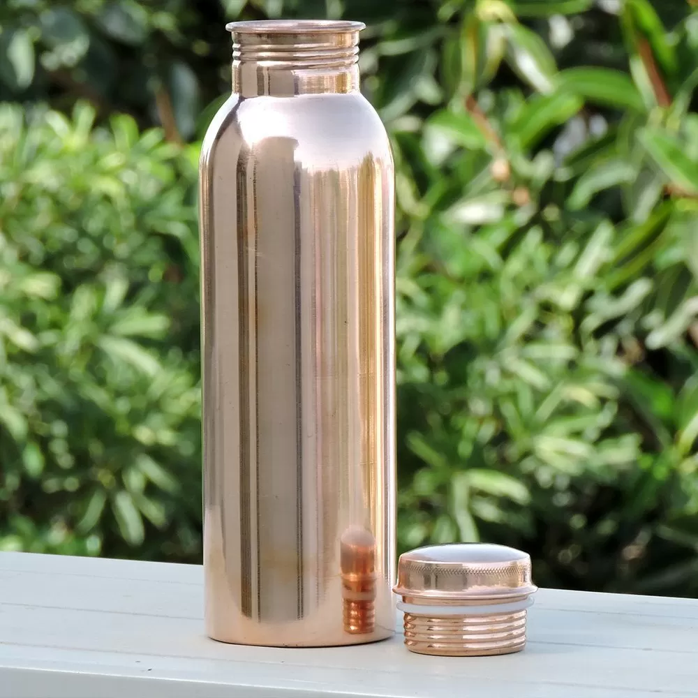 900 ML / 30 oz Set of 2 - Traveller's Pure Copper Water Bottle for Ayurvedic Health Benefits - Bottle | Joint Free, Leak Proof, 3 image