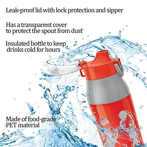Kool Zing 700 School Water Bottle for KDs 640 ml Red, 2 image