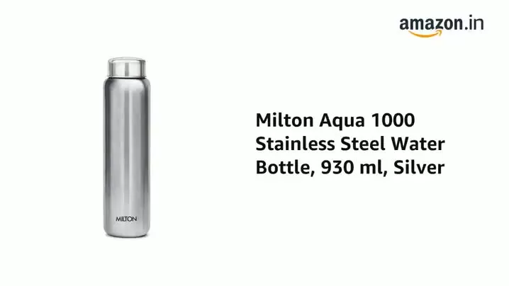 MILTON Aqua 1000 Stainless Steel Water Bottle 950 ml Silver, 2 image