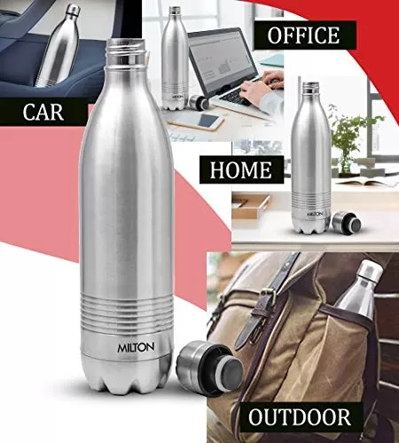 MILTON Thermosteel Duo Deluxe-1000 Bottle Style Vacuum Flask 1 Litre Silver, 5 image