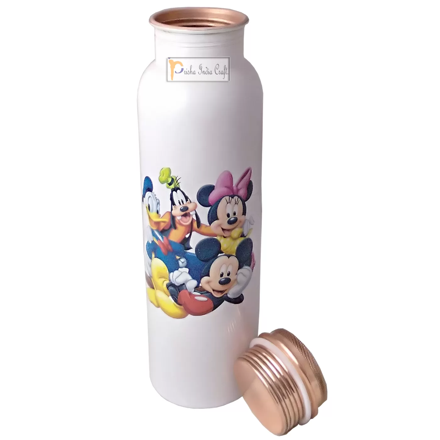 Digital Printed Pure Copper Water Bottle Kids School Water Bottle Mickey Mouse and Donald Design, 1000 ML |Set of 2, 2 image