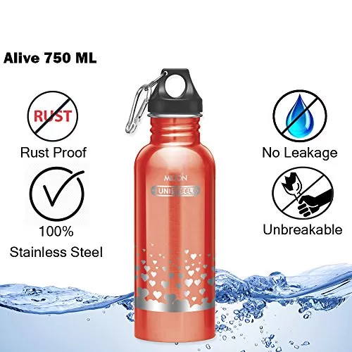MILTON Alive Stainless 750 Stainless Steel Bottle 750ml Red, 2 image