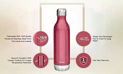 Bliss 600 Thermosteel Water Bottle 540 ml (Red), 2 image