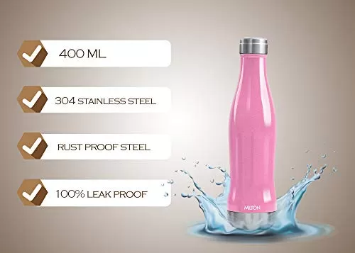 MILTON Duke 500 Stainless Steel Water Bottle 400 ml Pink., 4 image