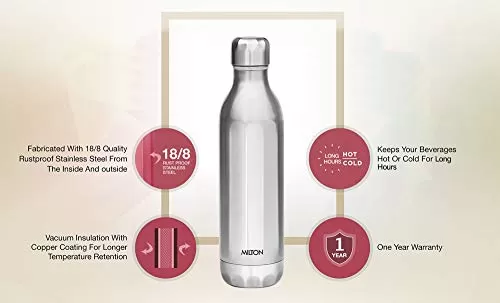 Bliss 900 Thermosteel Water Bottle 820 ml (Silver), 4 image