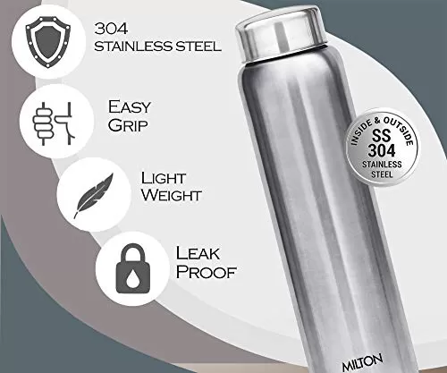 MILTON Aqua 1000 Stainless Steel Water Bottle 950 ml Silver, 4 image