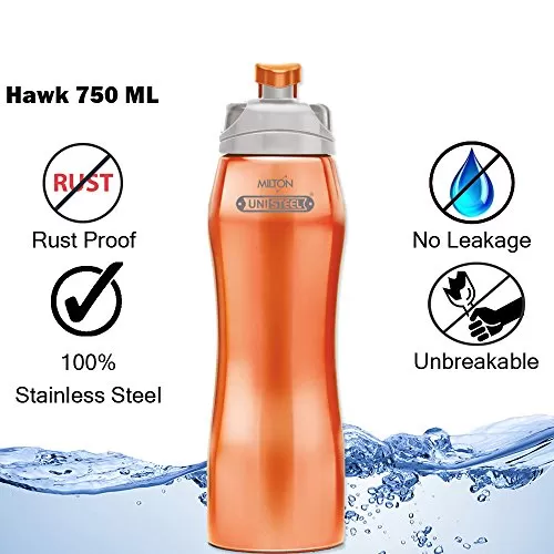 Hawk 750 Stainless Steel Bottle 750ml Pink & Hawk 750 Stainless Steel Bottle 750ml Orange Combo, 6 image