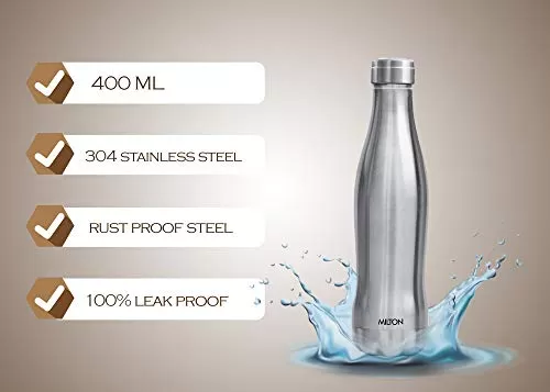 MILTON Duke 500 Stainless Steel Water Bottle 400 ml Silver, 4 image