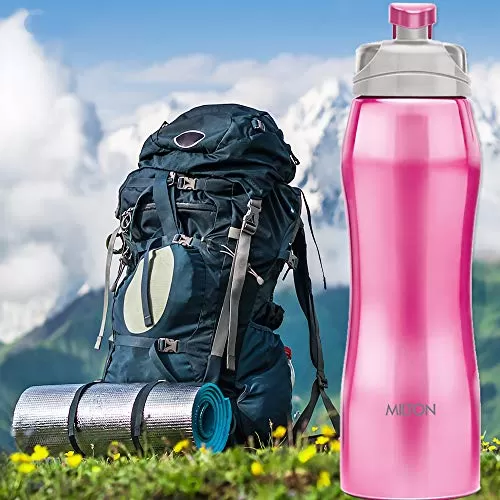 Thermosteel Flip Lid Flask 500 millilitres Silver & Hawk 750 Stainless Steel Bottle 750ml Pink Combo, 6 image