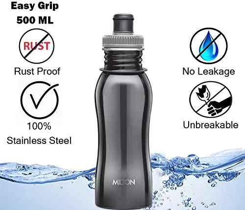 Easy Grip 500 Stainless Steel Water Bottle 500ml Black, 3 image