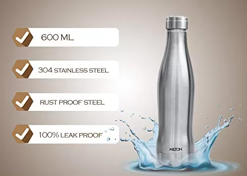 MILTON Duke 750 Stainless Steel Water Bottle 600 ml Silver, 4 image