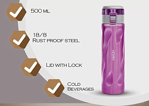 Stylish-500Thermosteel Water Bottle 500 ml Purple, 6 image