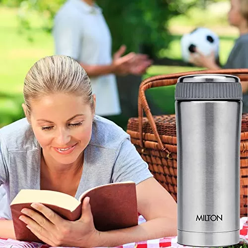 Thermosteel Duo Deluxe-1000 Bottle Style Vacuum Flask 1 Litre Silver + Thermosteel Optima 420 Stainless Steel Flask 420ml Steel, 6 image