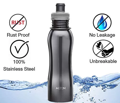 Easy Grip 750 Stainless Steel Water Bottle 750 ml Black + Hawk 750 Stainless Steel Water Bottle 750 ml Orange, 4 image