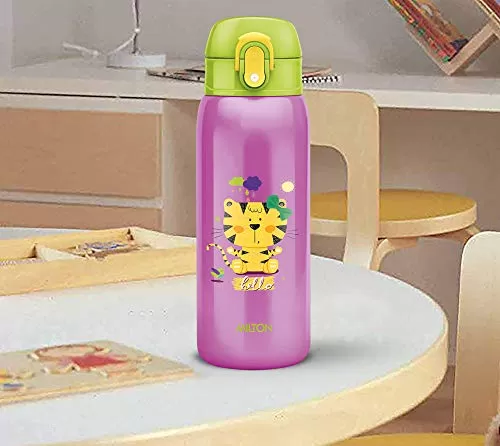 MILTON Jolly 475 Thermosteel KDs Water Bottle 390 ml Purple & Jolly 475 Thermosteel KDs Water Bottle 390 ml Green Combo, 3 image