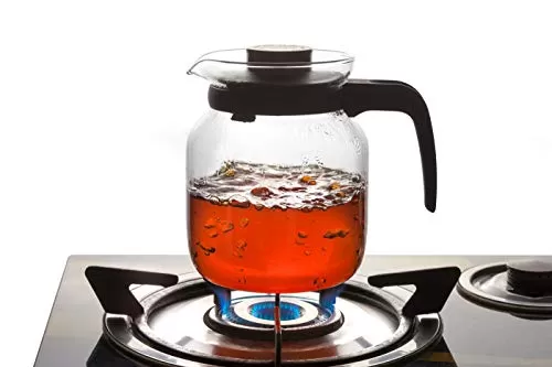 SignoraWare Eleganza Carafe Flame Proof Glass Kettle with Stainer 1.2 Litre Transparent, 4 image