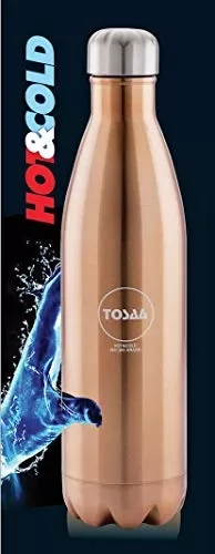 Hot & Cold Double Wall Vacuum Insulated Flask Water Bottle Stainless Steel 1000 ML Rose Gold, 2 image