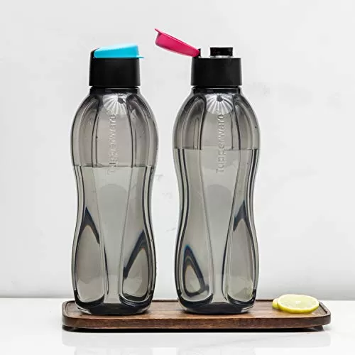 Aquasafe Xtreme Plastic Bottle 1L Set of 2 Black Blue Pink, 6 image