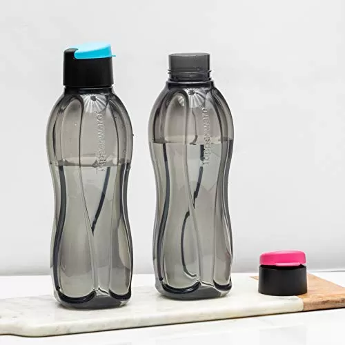 Aquasafe Xtreme Plastic Bottle 1L Set of 2 Black Blue Pink, 5 image