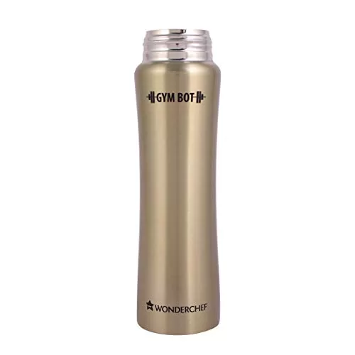 Wonderchef GymBot Stainless Steel Water Bottle 750 ml (Gold Finish), 2 image