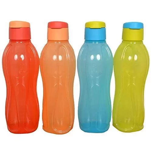 Aquasafe Plastic Flip Top Bottle Set 1 Litre Set of 4 Multicolour, 3 image