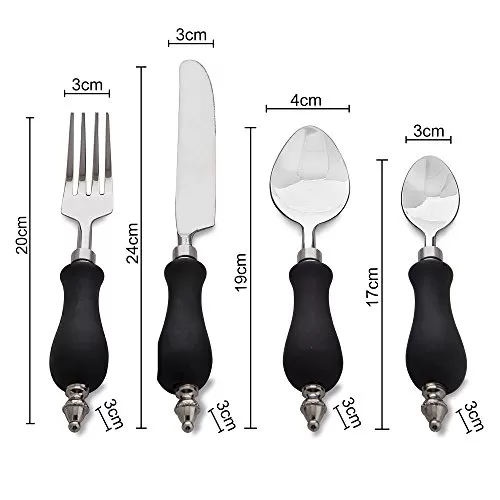 Premium Stainless Steel - Elegant Flatware 16 Pieces Cutlery Set with Black Matt Ceramic Handle- Dinner Forks Spoons Knives Dessert Spoons, 3 image