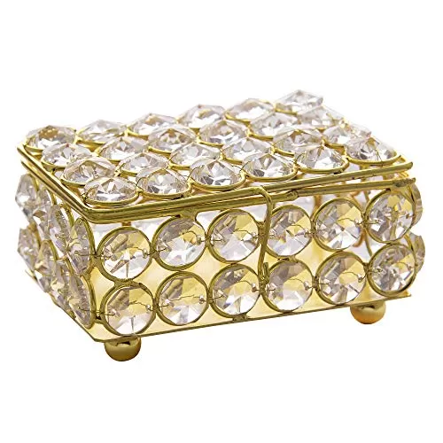 Rectangle Small Crystal Jewellery Box Gold