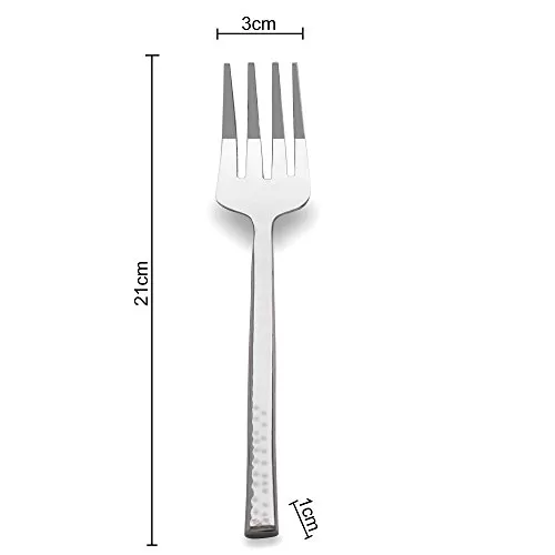 Premium Stainless Steel 6 Pieces Dinner Fork Classic Hammer Pattern Cutlery Set Handmade, 2 image