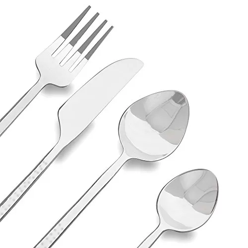 Premium Stainless Steel - Elegant Flatware 16 Pieces Classic Hammer Pattern Cutlery Set, 3 image