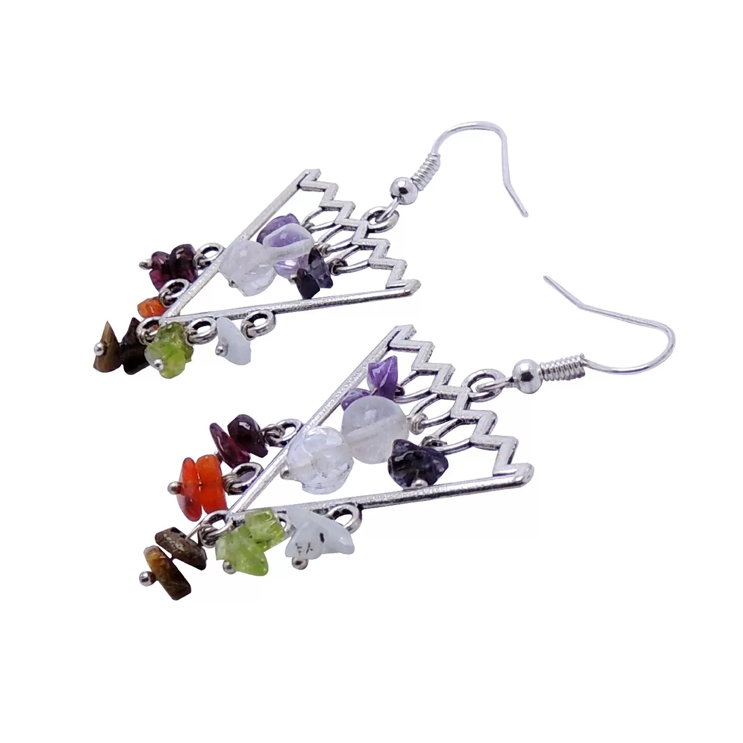 Multi Stone Bead Crystal Cone Earing, Color- Multi color, For Women & Girls (Pack of 1 Pc.), 2 image