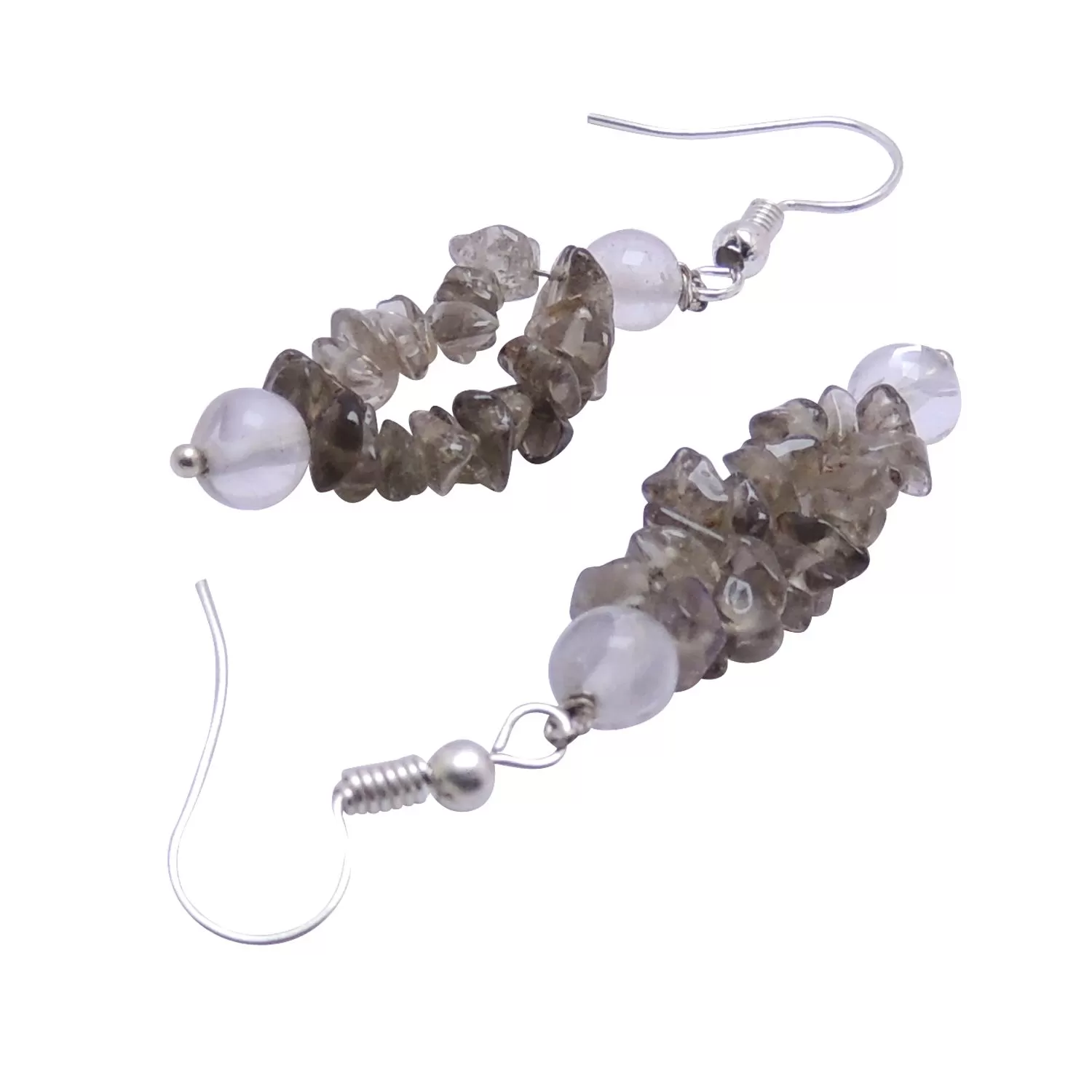 Stone Smokey Quartz Crystal Chip Cluster Earing, Color- Brown, For Women & Girls (Pack of 1 Pc.), 4 image