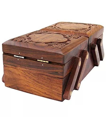 Handicrafts Wooden Jewellery Box for Women | Jewel Organizer Box Hand Carved Carvings (8 inches) Gift Items